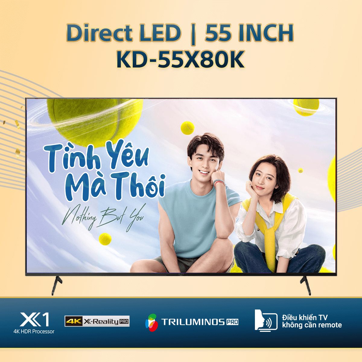 KD-55X80K | 4K Ultra HD | Dải tần nhạy sáng cao (HDR) | Smart TV (Google TV)