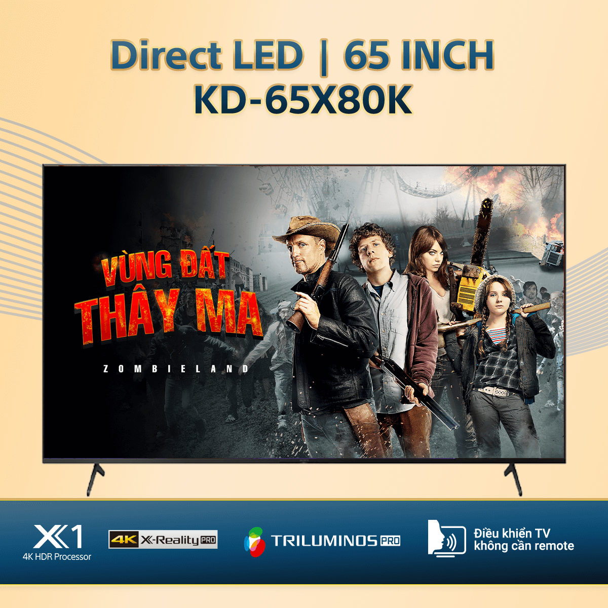 KD-65X80K | 4K Ultra HD | Dải tần nhạy sáng cao (HDR) | Smart TV (Google TV)