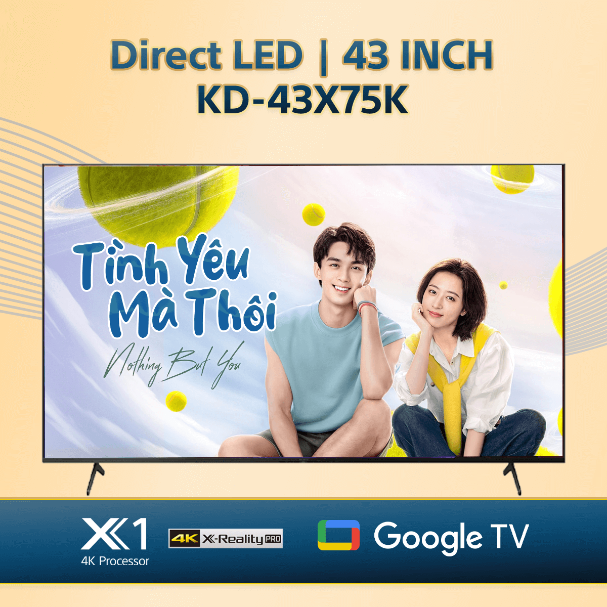 KD-43X75K | 4K Ultra HD | Dải tần nhạy sáng cao (HDR) | Smart TV (Google TV)