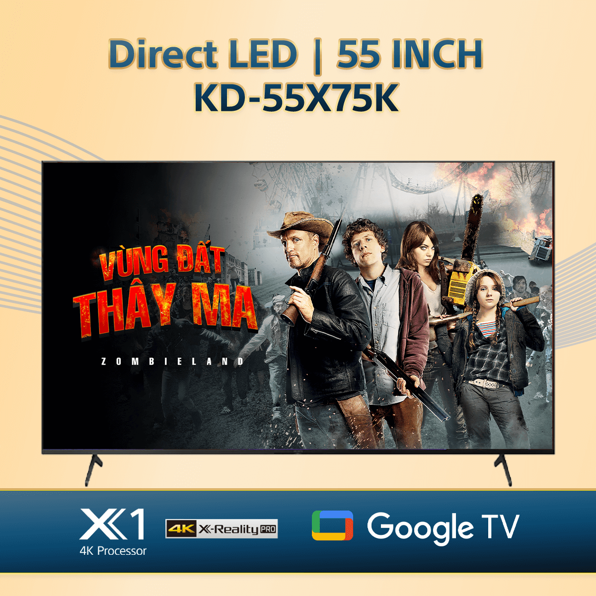 KD-55X75K | 4K Ultra HD | Dải tần nhạy sáng cao (HDR) | Smart TV (Google TV)
