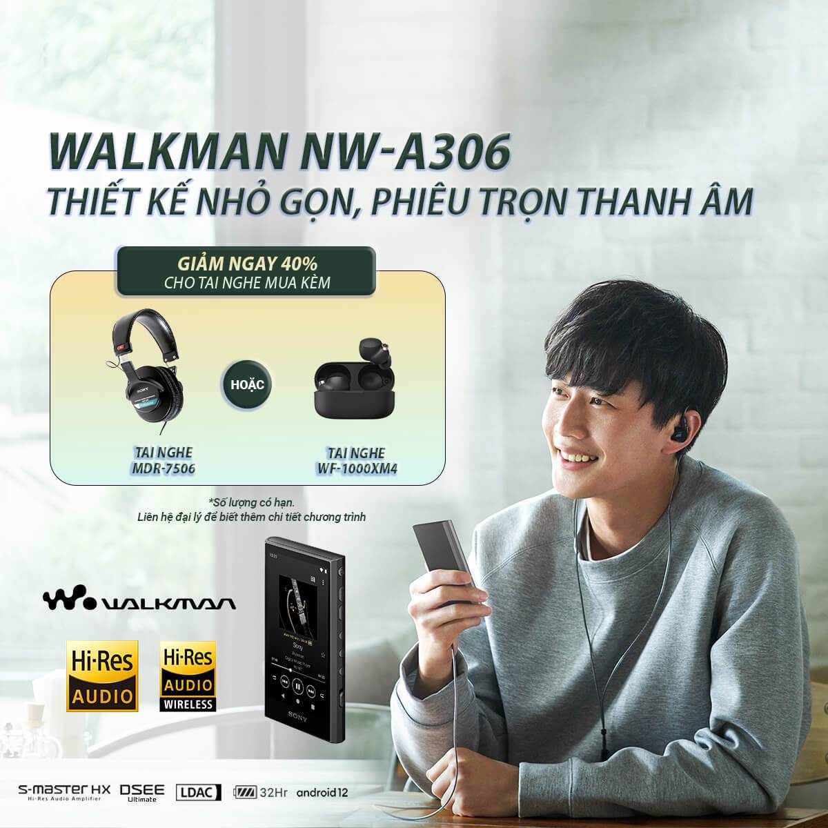 Sony|NW-A306|Máy nghe nhạc walkman chất lượng cao