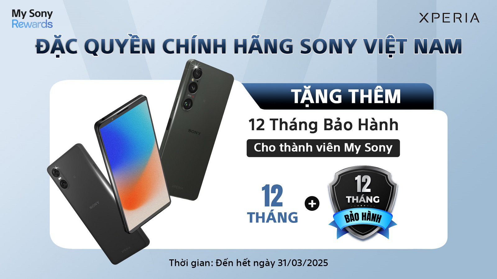 Tặng 12 tháng bảo hành mở rộng khi mua và đăng ký điện thoại Xperia 1 VI / Xperia 10 VI lên tài khoản My Sony